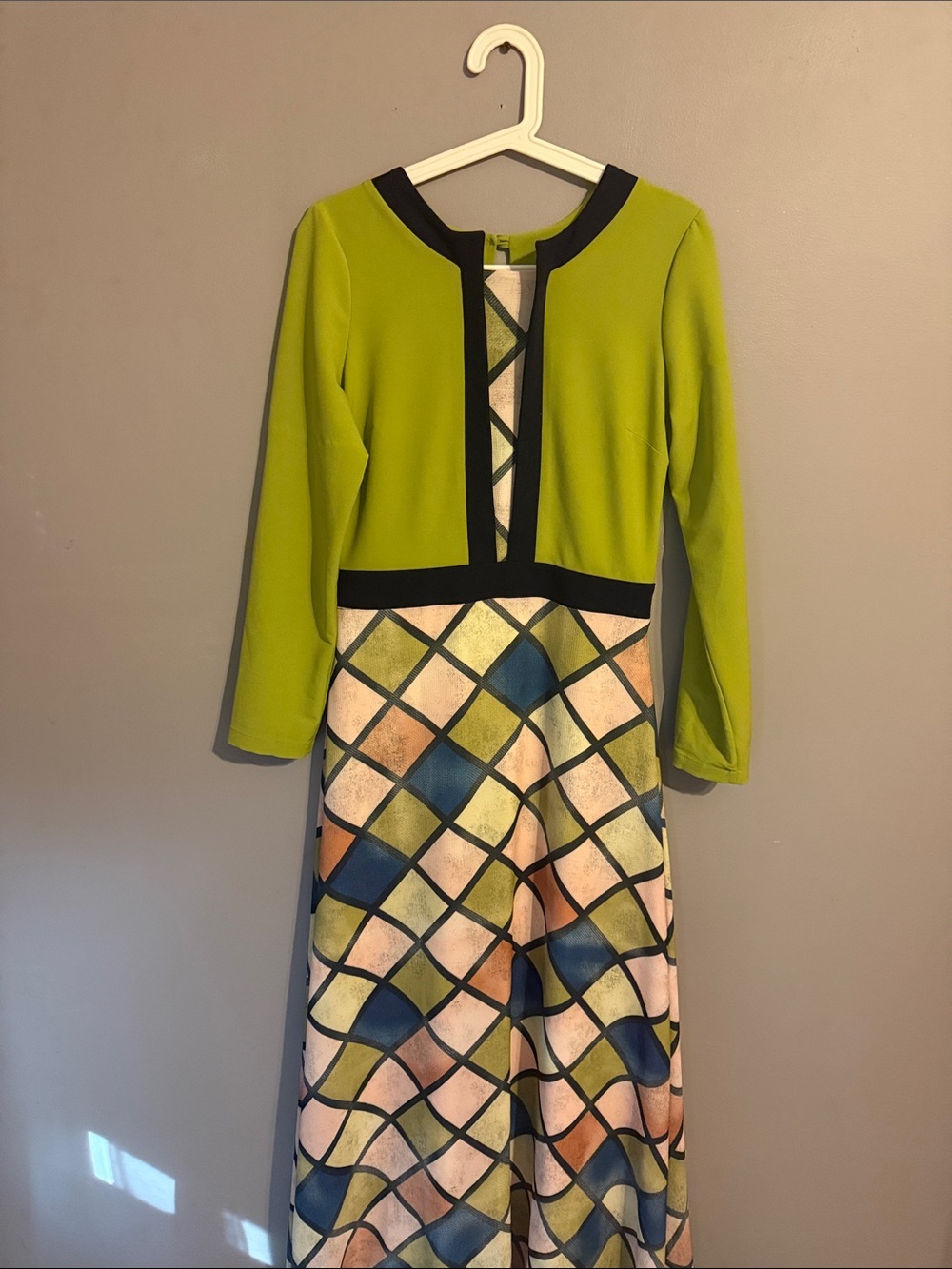 1960’’  BRFN/Berfin Lime Green, Mod, Ling Dress. Size40/USA 8